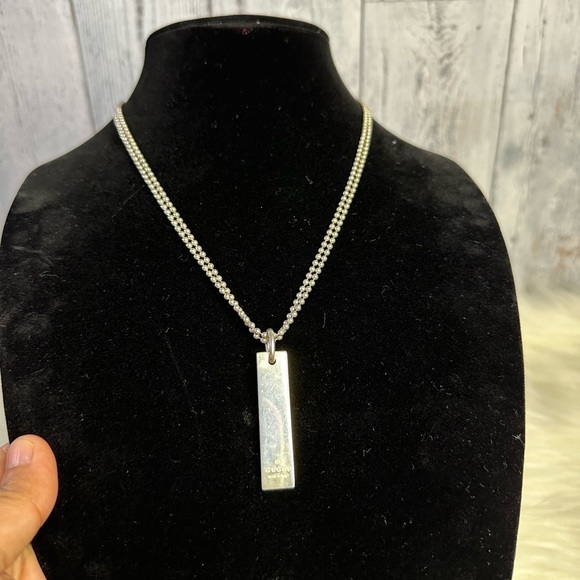 GUCCI double chain bar pendant necklace in 925 silver - Picture 3 of 13